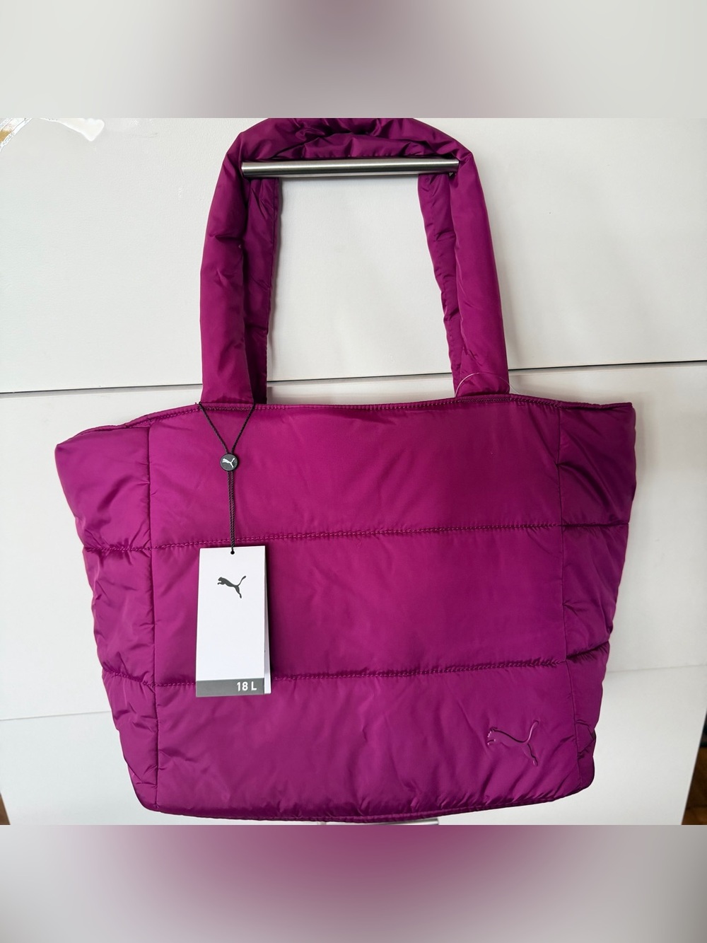 Puma Quilted Tote Bag in Deep Pink